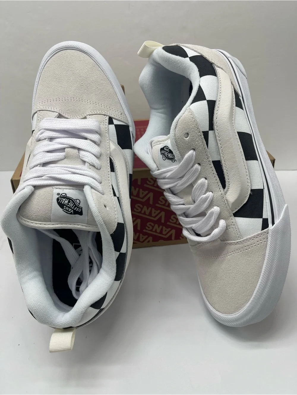 Vans Knu Skool MEGA CHECK BLANC DE BLANC/BLAC VN000D22UY6 Skate Sneakers